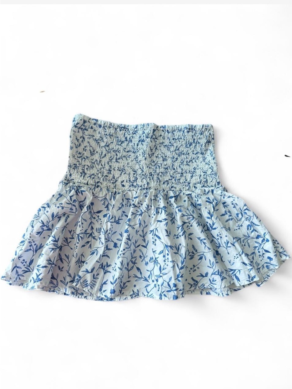 H&M Smocked Blue Floral Mini Skirt